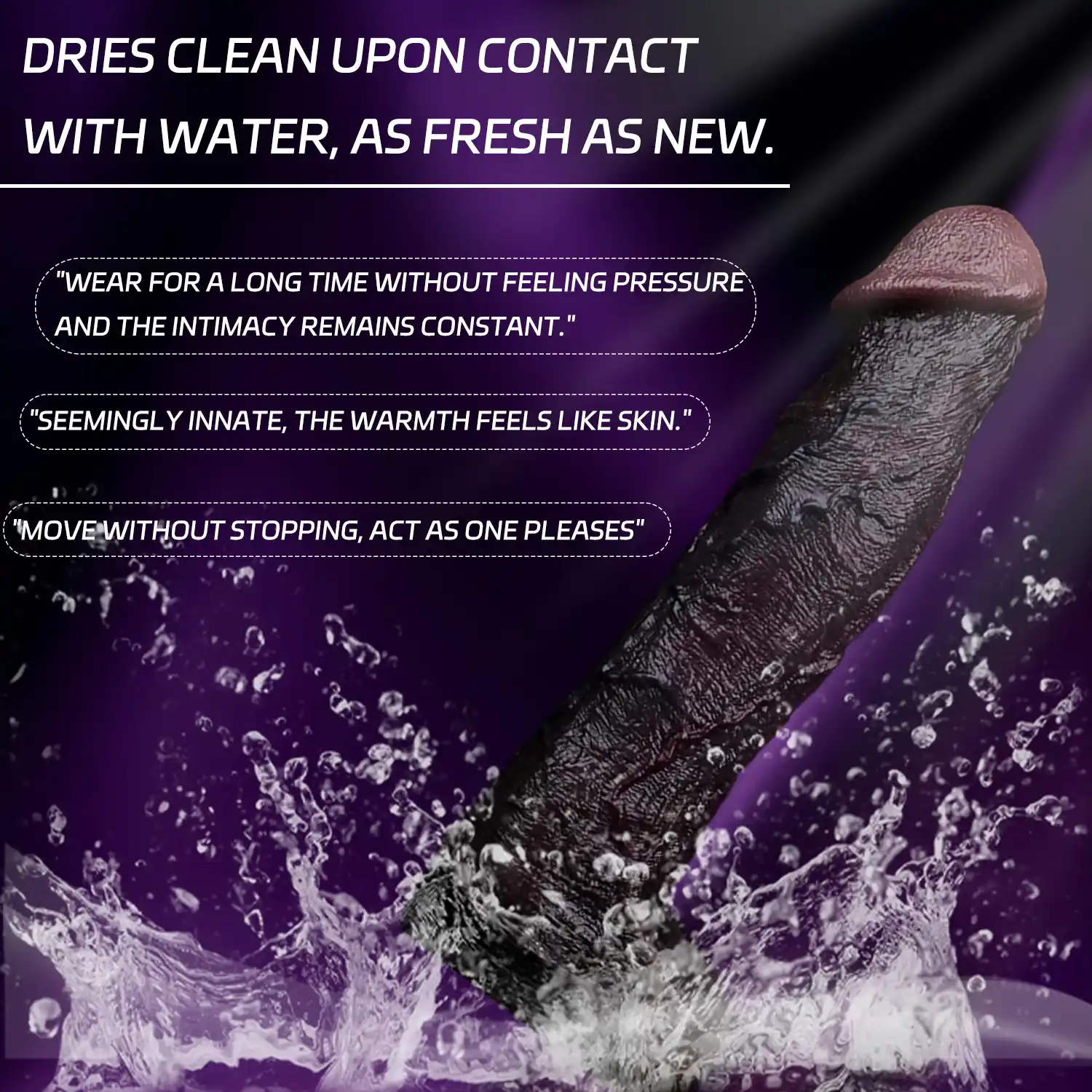 Leo 9.1"×2.2" Huge Black Realistic Silicone Penis Extender | 10 Vibration Modes